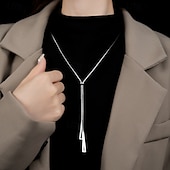 economico Collana da donna-collana con ciondolo lungo geometrico minimalista per donna – elegante gioiello a catena per ufficio, casual e abbigliamento da sera