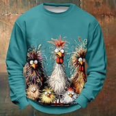 baratos Moletons 3D masculinos-Halloween Homens Galinha camisolas Moletom Manga Longa Moletom Gola Redonda Engraçado impressao 3D Festa dia das Bruxas Feriado Crewneck Inverno Primavera &amp; Outono