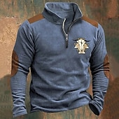 olcso Alap pulóverek-Férfi Pulóver Negyed cipzáras pulóver Medence Barna Khakizöld Világos szürke Sötétszürke Fél cipzár Grafika Tehén Nyomtatott Nyomtatott Negyed irányítószám Karácsony Napi Szabadság Egyéb nyomatok