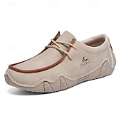 cheap Men&#039;s Slip-ons &amp; Loafers-Men&#039;s Green Casual Faux Leather Loafers with Brown Accents and Hand-Stitched Detailing – Lightweight Slip-On Moccasin Shoes for Outdoor and Everyday Wear