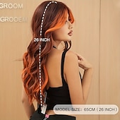 cheap Synthetic Trendy Wigs-Long Loose Curly Wig - Heat Resistant Synthetic Hair Middle Part Curtain Bangs Beginner Friendly Music Festival Inspired - Premium Quality Easy to S