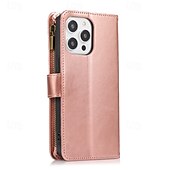 cheap iPhone Cases-Phone Case For iPhone 16 Pro Max Plus iPhone 15 Pro Max Plus iPhone 14 13 12 11 Pro Max Mini SE X XR XS Max 8 7 Plus Back Cover with Stand Holder Zipper with Wrist Strap Retro TPU PU Leather