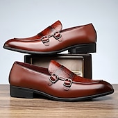Χαμηλού Κόστους Ημιεπίσημο-ανδρικά loafers από ψεύτικο δέρμα με σχέδιο κροκόδειλου με λεπτομέρεια με διπλή αγκράφα - κομψά παπούτσια για επίσημες περιστάσεις και επαγγελματικές συναντήσεις