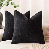 baratos Textured lance travesseiros-capas de almofadas decorativas de textura macia capa de almofada sólida com acento quadrado capa de almofada aconchegante de fazenda com zíper para sofá-cama sala de estar laranja queimado