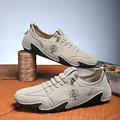 baratos Ténis para Homem-Homens Tênis sapatos feitos à mão Microfibra Confortável Antiderrapante Com Cadarço Preto Bege Cinzento