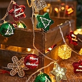 abordables Luces de cadena de vacaciones-Guirnalda de luces LED de Navidad con forma de estrella, 1,5 m, 10 ledes, funciona con pilas, para árbol de Navidad, bolas redondas, para Navidad, Año Nuevo, bodas, fiestas, hogar, ventana, jardín,