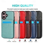 お買い得  iPhone用ケース-電話 ケース 用途 iPhone 16 Pro Max プラス iPhone 15 プロマックスプラス iPhone 14 13 12 11 Pro Max Plus Mini SE バックカバー スタンド付き カード挿入口 耐衝撃 レトロ風 TPU PUレザー