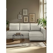 baratos Cobertura de Sofa-Capa de Sofá 100% Algodão com Armazenamento Capas de Sofá-Cama Acolchoadas Cor Sólida