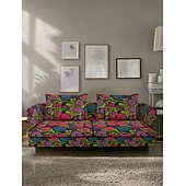 baratos Cobertura de Sofa-Capas de Sofá 100% Algodão Floral Com Estofamento 3 Lugares Com Braços