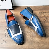 levne Poloformální-pánské dvoubarevné mokasíny z umělé kůže s detailem přezky, bílý, černý a hnědý colorblock design – stylové společenské boty s robustní podrážkou