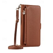 abordables Coques autres téléphones-téléphone Coque Pour Pixel 9 Pro Pixel 9 Pro XL Pixel 8 Pro Pixel 8 Pixel 7 Pixel 7 Pro Pixel 6 Pixel 6 Pro Coque Arriere Avec Support fermeture Éclair avec lanière Rétro TPU faux cuir