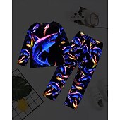 levne 3D zvířata pro chlapce-Chlapecké 3D Grafika Žralok Pyžamové soupravy Trička a kalhoty Pyžamové sady Dlouhý rukáv 3D tisk Podzim Zima Aktivní Základní Děti 4 roky + Tričkový Domů Denní Běžný