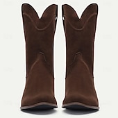 billige Cowboy og vestlige støvler-Herre Støvler Cowboy Western støvler Arbeidsstøvler Fritid Daglig Semsket lær PU Hold Varm Pustende Skli Støvletter Tøfler Svart Kakifarget kaffe Sommer Vinter