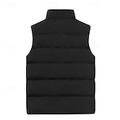 economico Gilet-Per uomo Gilet imbottito Quotidiano Casual Autunno &amp; Inverno Tasca con cerniera Poliestere Confortevole Semplice Cerniera Collo alla coreana Vestibilità regolare Nero Borgogna Cachi Blu scuro Gilet