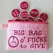 baratos Presentes-grande saco de f*cks para dar bolsa com zíper, com diferentes moedas de feltro com zíper de fucks que podem ser bordadas em roupas, chapéus, saco de fucks gag presente para amigos
