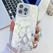 cheap iPhone Cases-Phone Case For iPhone 16 Pro Max Plus iPhone 16 Pro Max iPhone 15 iPhone 15 Pro Max iPhone 14 Pro Max iPhone 13 Pro Max Back Cover Magnetic Support Wireless Charging with Wrist Strap Retro Plating