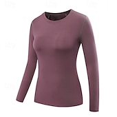 abordables T-shirts et Débardeurs de Course-Femmes T-shirt de compression T-shirt athlétique T-shirt de Gym T-shirt de Fitness manche longue T-shirt Occasionnel Athleisure Automne Couleur Unie Séchage Rapide Doux Respirant Entraînement en