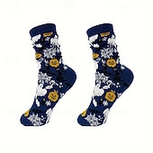 cheap Men's Socks-Men's 4 Pairs Multi Packs Socks Crew Socks Casual Socks Halloween Socks Rainbow Color Pumpkin Halloween Bat Sports &amp; Outdoor Daily Vacation Basic Medium Fall &amp; Winter Fashion Casual