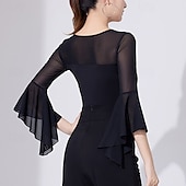 voordelige Latin danskleding-Latijnse dans Top Prints Pure Kleur Gesplitst Dames Prestatie Opleiding 3/4 mouw Hoog Polyester