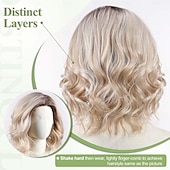 voordelige oudere pruik-Synthetische pruiken Golvend Met pony Pruik Kort Donker Bruin Licht blond Synthetisch haar Dames Cosplay Zacht Feest Blond Bruin