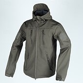 preiswerte Herrenjacken &amp; Herrenmäntel-Herren Soft Shell Jacke Hoodie Jacke Wanderjacke Taktische Jacke Täglich Urlaub Windundurchlässig warm halten Tasche Herbst Winter Glatt Modisch Klassisch Mit Kapuze Standard Kamel Schwarz Khaki