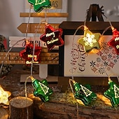 abordables Luces de cadena de vacaciones-Guirnalda de luces LED de Navidad con forma de estrella, 1,5 m, 10 ledes, funciona con pilas, para árbol de Navidad, bolas redondas, para Navidad, Año Nuevo, bodas, fiestas, hogar, ventana, jardín,