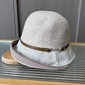 cheap Party Hats-Hats Polyester / Cotton Blend Bowler / Cloche Hat Bucket Hat Fedora Hat Valentine&#039;s Day Casual Holiday Ladies Day Elegant Simple Retro With Buttons Pure Color Headpiece Headwear