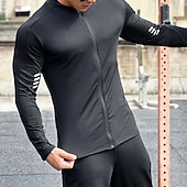 Недорогие Футболки и майки для бега-Муж. Спортивная рубашка Фитнес-рубашка Сжатая рубашка сжатия Полный почтовый индекс Длинный рукав Верхняя часть Повседневные Одежда для спорта и отдыха Осень Однотонный Сохраняет тепло Мягкий