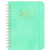 preiswerte Bürobedarf-2025 PU-Leder-Kalenderplaner-Notizbuch A5 mit losem Blatt, Wochenplaner, Gummiband-Notizbuch