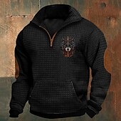 preiswerte Einfache Sweatshirts-Herren Sweatshirt Pullover Sweatshirt mit Viertelreißverschluss Schwarz Grau Troyer Halber Reißverschluss Glatt Sport &amp; Natur Täglich Festtage Strassenmode Cool Retro Winter Frühling &amp; Herbst