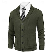 preiswerte Herren Strickjacke-Herren Strickjacke Kleid Pullover Strickpullover Gerippt Stricken Standard Knopf hoch Seitentaschen Feste Farbe Kargen Modisch Klassisch Freizeitskleidung Verabredung Bekleidung Herbst Winter