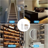 cheap USB Strip Lights-Motion Sensor LED Light Strip 1-2.5 Meters, Rechargeable Battery Box, Indoor Motion-Activated Light for Wardrobes, Stairs, Cabinets, Counters, and Beds (Batteries Not Included)