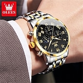 abordables Relojes de Cuarzo-Nuevo reloj de negocios para hombre de la marca Olevs con pantalla luminosa, función de cronómetro, calendario, indicador de 24 horas, reloj de cuarzo multifuncional, informal y moderno, resistente al