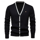 economico Felpe e Sweatshirt Elite da Uomo-Per uomo Cardigan Maglione Maglione corto Maglione lavorato a maglia A coste Maglia Standard Collage Bottone giù Color Block A V Di tendenza Classico Da tutti i giorni Appuntamento Abbigliamento