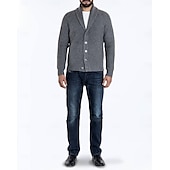 preiswerte Herren Strickjacke-Herren Strickjacke Strickpullover Gerippt Stricken Standard Knopf hoch Feste Farbe Kargen Modisch Klassisch Freizeitskleidung Verabredung Bekleidung Herbst Winter Schwarz Weiß S M L