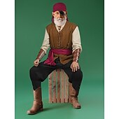 preiswerte Outfits-8-teiliges Wikinger-Piratenkostüm für Herren mit Rüstungsset, Retro-Vintage-Mittelalter-Renaissance, 17. Jahrhundert, Ritter, Ranger, Elfen, Walhalla, für Halloween, Karneval, Larp, Renaissance Faire