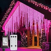billige Elektrisk støpsel-utendørs juleistapper vindu gardinlys 6x1m-300led plugg i 9 farger fjernkontroll vindusvegglampe varm hvit rgb til soveromsfest hage julepynt 31v eu/us/au/uk plugg