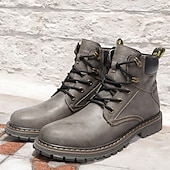 cheap Work Boots-Men&#039;s Brown Leather Work Boots, Durable Lace-Up Ankle Boots with Rugged Sole, Perfect for Outdoor Activities, Construction, and Casual Wear