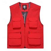 cheap Men&#039;s Vest-Men&#039;s Vest Gilet Fishing Vest Hiking Vest Daily Date Vacation Fashion Casual Spring &amp;  Fall Mesh Pocket Polyester Breathable Comfortable Plain Zipper V Neck Regular Fit Black Yellow Red Navy Blue Vest