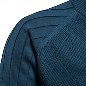 cheap Men&#039;s Elite Sweaters &amp; Cardigans-Men&#039;s Cardigan Sweater Ribbed Cable Knit Jacquard Zipper Solid Color Turndown Knitwear Neutral Outdoor Causal Clothing Apparel T-shirt Sleeve Winter Spring &amp;  Fall Black Navy Blue S M L