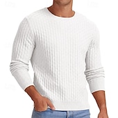 economico maglione pullover da uomo-Per uomo Pullover Maglione Maglione lavorato a maglia A coste Maglia Standard Lavorato a maglia Jacquard Liscio Girocollo Di tendenza Essenziale Da tutti i giorni Appuntamento Abbigliamento Autunno