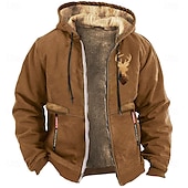 cheap Men&#039;s Graphic Hoodie-Men&#039;s Cowboy Deer Sweatshirt Long Sleeve Sweatshirts  Hooded Vintage Western Style Vacation Streetwear Fall &amp; Winter Black Brown Green Clothing Apparel Designer Graphic Print S M L XL XXL XXXL