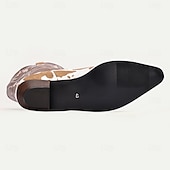 levne Cowboy &amp; Western Boots-pánské westernové kovbojské boty s hnědým a bílým kravským potiskem – vyšívaný design z umělé kůže, ideální pro rodeo, běžné nošení a venkovskou módu