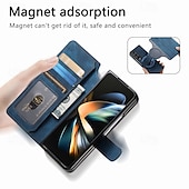 お買い得  サムスン用ケース-電話 ケース 用途 Zフォールド6 Z Fold 5 Z Fold 4 Z Fold 3 バックカバー スタンド付き 磁石バックル カード挿入口 レトロ風 PUレザー