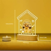 economico Luci notturne e decorative-cornice per foto luminosa personalizzata, luce notturna commemorativa per animali domestici, regalo di ricordo, lampada in acrilico alimentata tramite USB, unica per gli amanti degli animali, ideale per la casa, il soggiorno e l&#039;ufficio