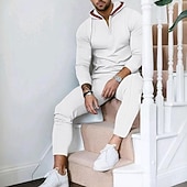 abordables sudaderas basicas-Hombre Sudadera Tracksuit Negro Blanco Azul Real Caqui Gris Con Capucha Plano 2 Piezas Deporte Diario Festivos Ropa de calle Básico Casual Primavera &amp; Otoño Ropa Sudaderas con capucha Sudaderas