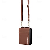 baratos Capa Samsung-telefone Capinha Para Samsung Galaxy Z Flip 7 Z Virar 6 Z Flip 5 Z Flip 4 Z Flip 3 Capa traseira com cordão com pulseira Slot para cartão TPU Metal Couro PU