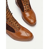 baratos anos 1930-botas femininas de camurça sintética bordô e couro sintético preto com cadarço na altura do joelho – design de inspiração vintage com tiras de fivela dupla, perfeitas para uso casual e formal