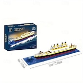 cheap Building Toys-Titanic Mini Building Blocks - DIY Assembled Boat Model with Difficult Building Blocks, Cruise Ornaments, Educational Handmade Model Toy for Easter, Christmas, Halloween Gift