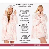 cheap Wearable Blanket-Wearable Blanket Hoodie for Women Men Kids, Oversized Hooded Blanket, Super Warm Soft Sherpa Blanket Sweatshirt, Peach Tie-Dye